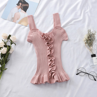 Naiste silmkoeline lokkide ja laiade rihmadega topp