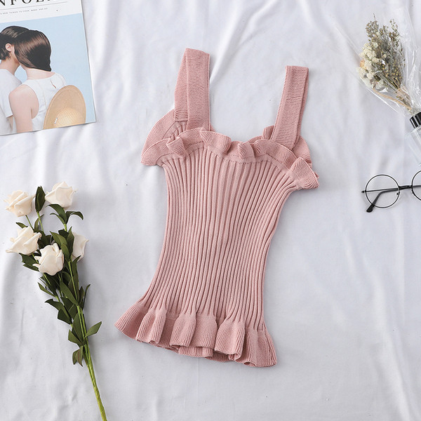 Naiste silmkoeline lokkide ja laiade rihmadega topp