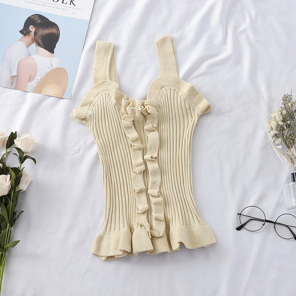 Naiste silmkoeline lokkide ja laiade rihmadega topp