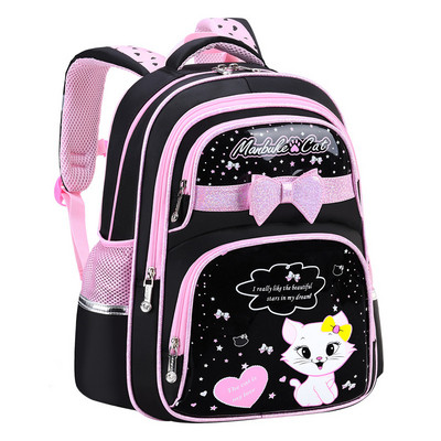 Children`s school backpack with pockets and applique for girls