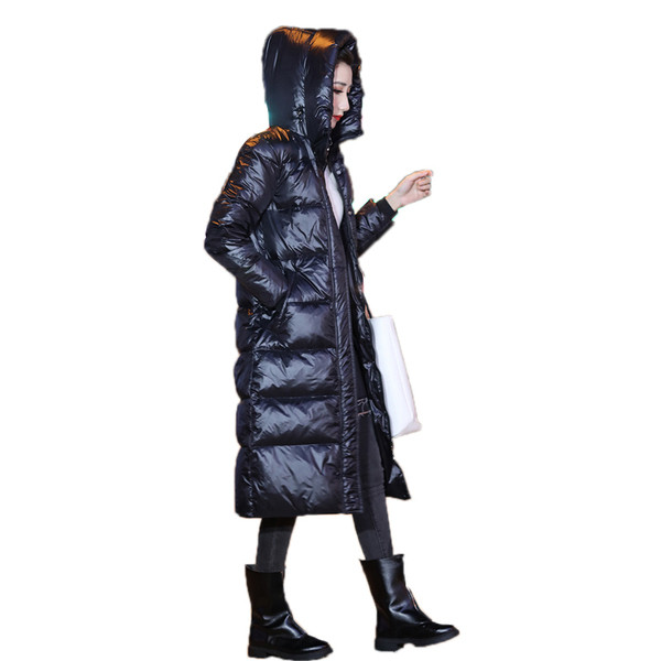 Jelenlegi női kabát kapucnival - hosszú modell