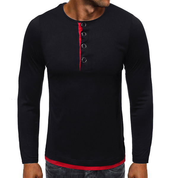 Modern férfi blúz gombokkal és ovális nyakkivágással