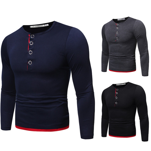 Modern férfi blúz gombokkal és ovális nyakkivágással