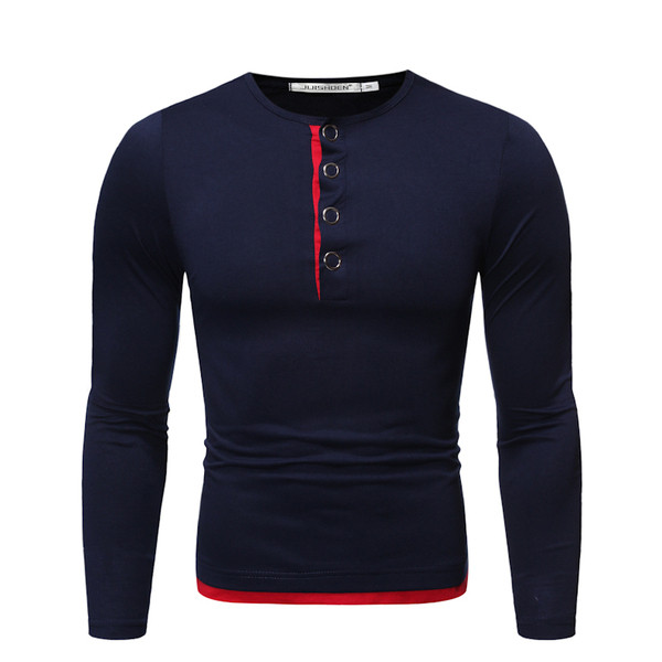 Modern férfi blúz gombokkal és ovális nyakkivágással