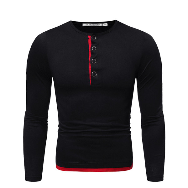 Modern férfi blúz gombokkal és ovális nyakkivágással