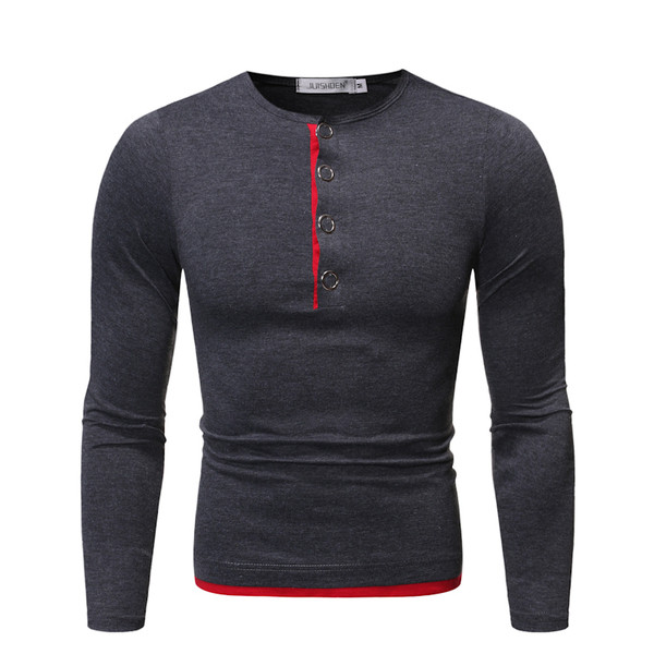 Modern férfi blúz gombokkal és ovális nyakkivágással