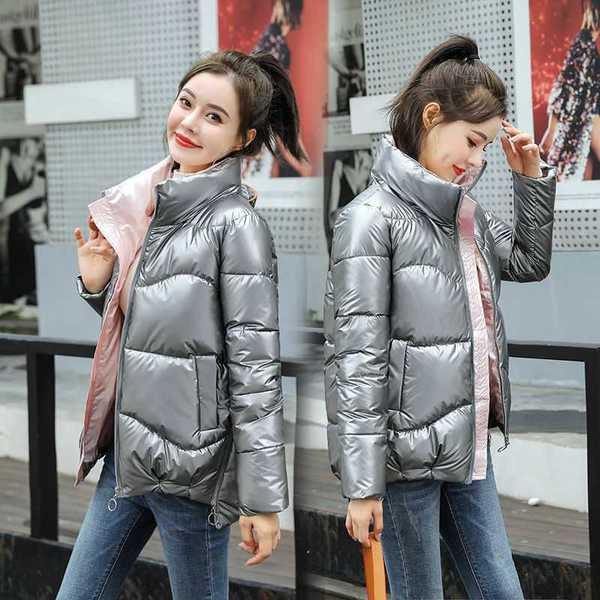 Modern női téli kabát magas gallérral Karcsú modell