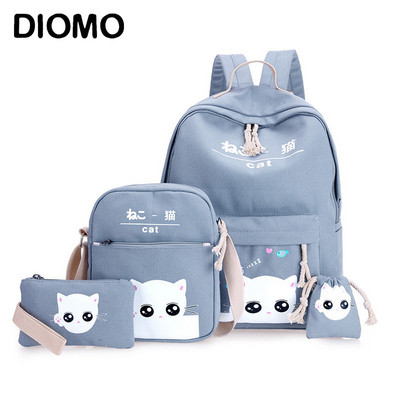 Children`s set of backpack, bag and travel bag for girls