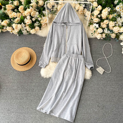 Casual ženski komplet duge suknje i dukserice