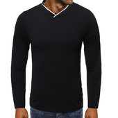 Aktuális férfi blúz hosszú ujjal és spitz nyakkivágással