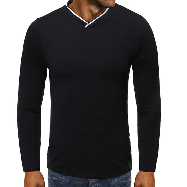 Aktuális férfi blúz hosszú ujjal és spitz nyakkivágással