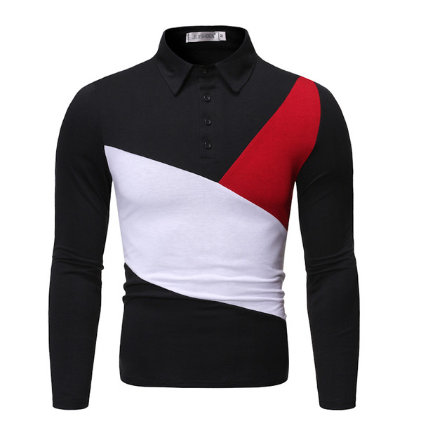 Színes férfi blúz klasszikus gallérral és gombokkal