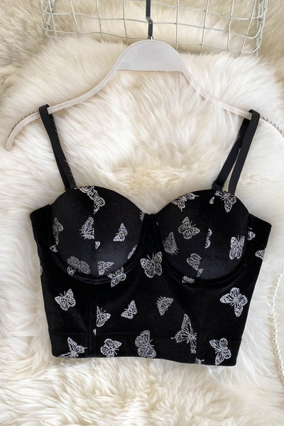 Modern női mellszoba pillangós hímzéssel