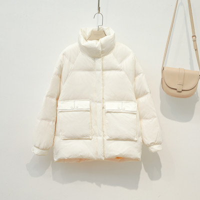 Női alkalmi kabát kerek nyakkivágással és zsebekkel