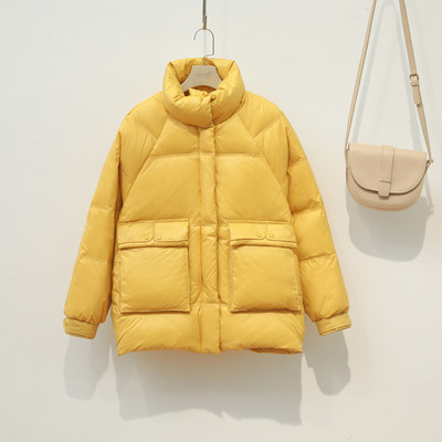 Női alkalmi kabát kerek nyakkivágással és zsebekkel