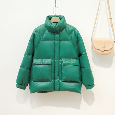 Női alkalmi kabát kerek nyakkivágással és zsebekkel