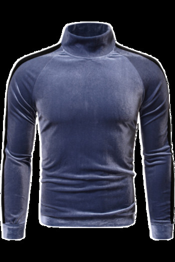 Ανδρική βελούδινη μπλούζα με ψηλό γιακά