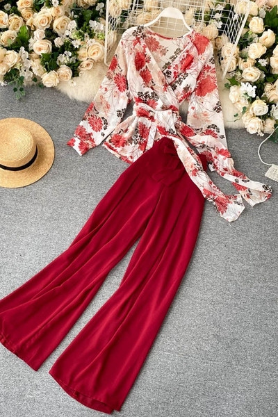 Női ing szett nyakkendővel és hosszú nadrággal