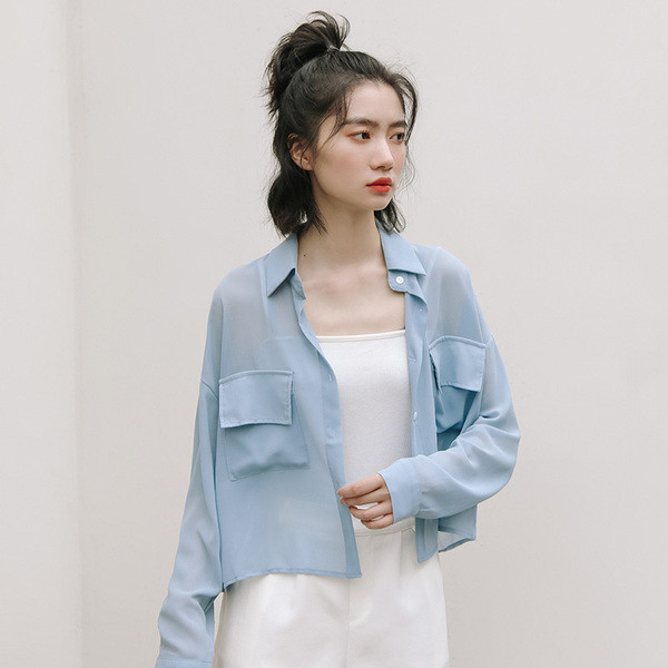 Praegune naiste lühike särgi lai taskutega mudel