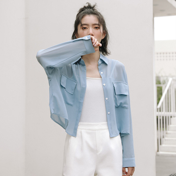 Praegune naiste lühike särgi lai taskutega mudel