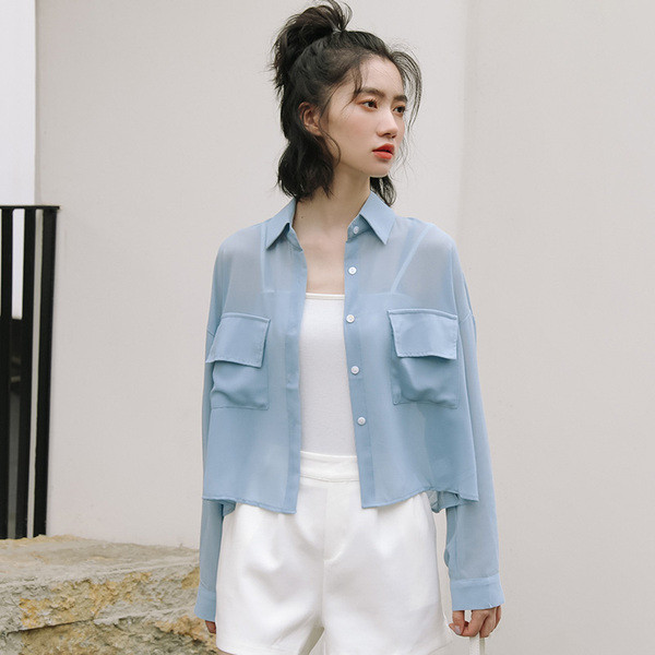 Praegune naiste lühike särgi lai taskutega mudel