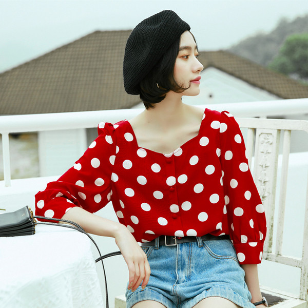 Elegantne naiste lühike särk 7/8 varrukatega