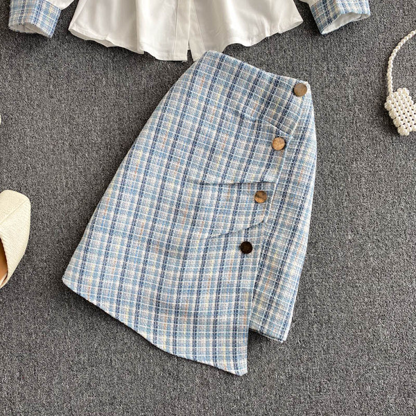 Γυναικείο σετ πουκάμισο και φούστα καρό