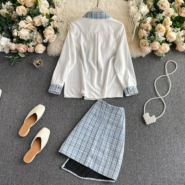 Γυναικείο σετ πουκάμισο και φούστα καρό