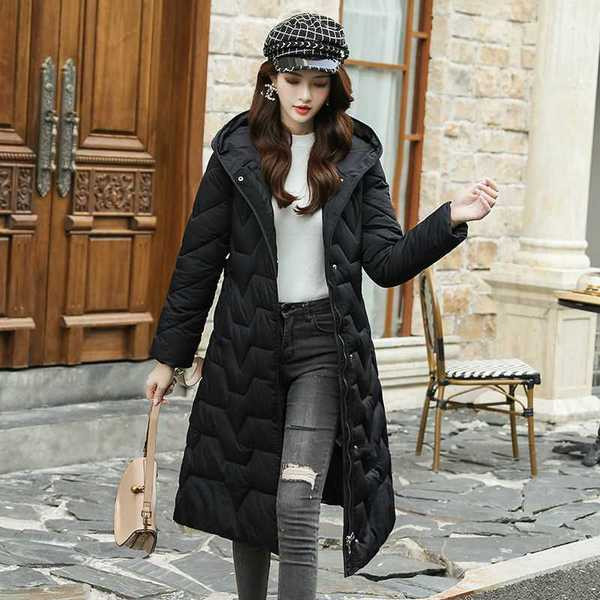 Sieviešu ziemas garā jaka ar kabatām un kapuci