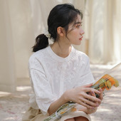 Modern női hosszú ing hímzéssel és ovális nyakkivágással