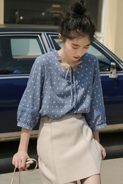 Modern női ing fűzős, 7/8-as ujjú