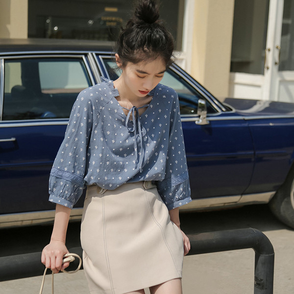 Modern női ing fűzős, 7/8-as ujjú