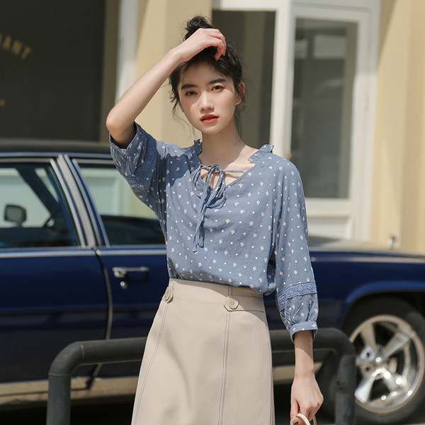 Modern női ing fűzős, 7/8-as ujjú