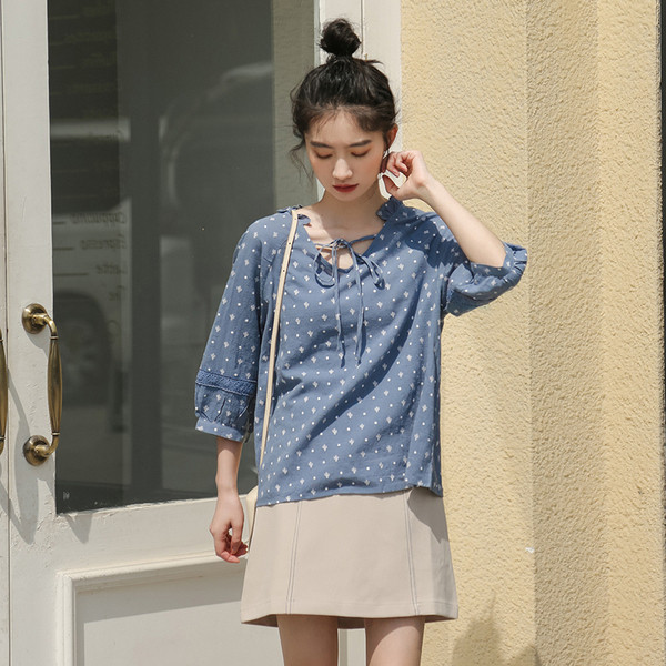 Modern női ing fűzős, 7/8-as ujjú