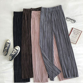 Plisseeritud naiste püksid elastse vöökohaga