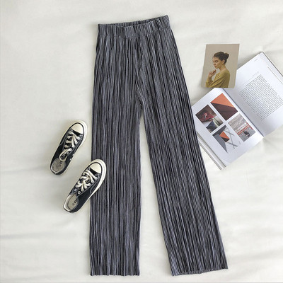 Plisseeritud naiste püksid elastse vöökohaga