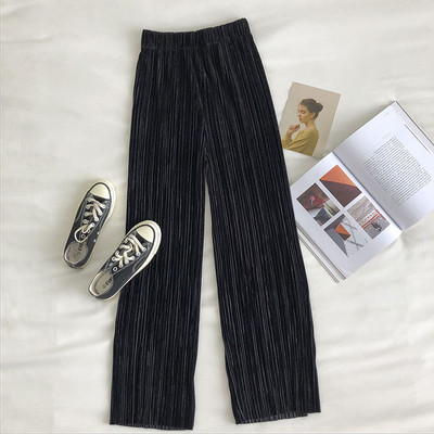 Plisseeritud naiste püksid elastse vöökohaga