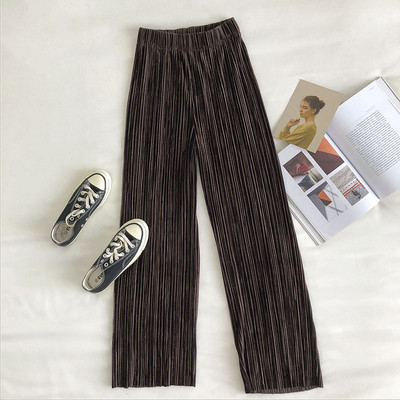 Plisseeritud naiste püksid elastse vöökohaga