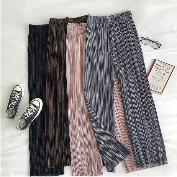 Plisseeritud naiste püksid elastse vöökohaga