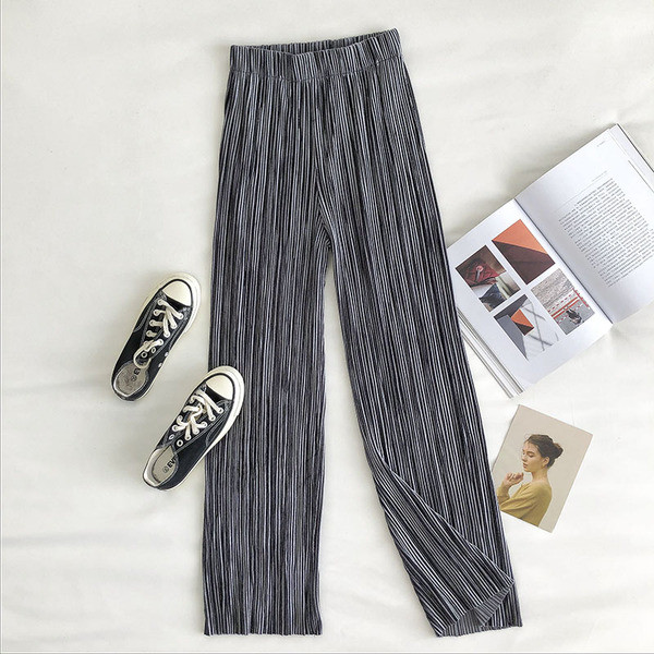 Plisseeritud naiste püksid elastse vöökohaga