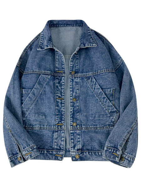 Széles modellű női farmerdzseki zsebekkel