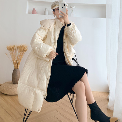 Hit ženska moderna duga jakna s kapuljačom - široki model