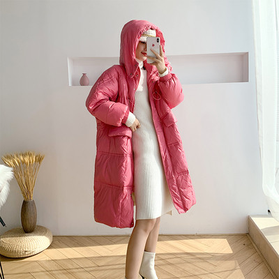 Hit ženska moderna duga jakna s kapuljačom - široki model