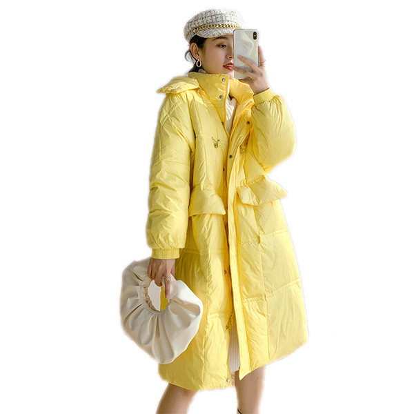 Hit ženska moderna duga jakna s kapuljačom - široki model