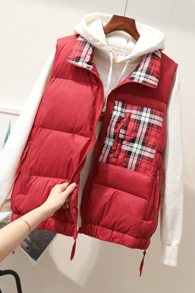 Γυναικείο καθημερινό γιλέκο casual με καρό τσέπη