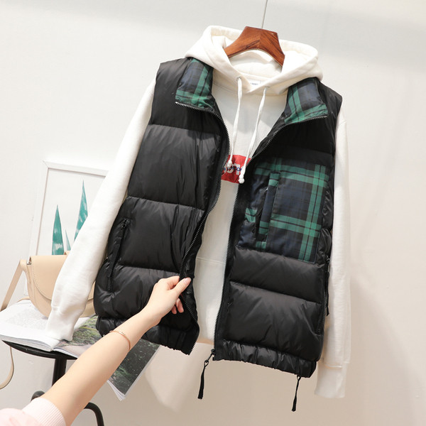 Γυναικείο καθημερινό γιλέκο casual με καρό τσέπη