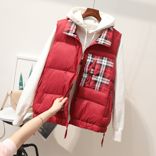 Γυναικείο καθημερινό γιλέκο casual με καρό τσέπη