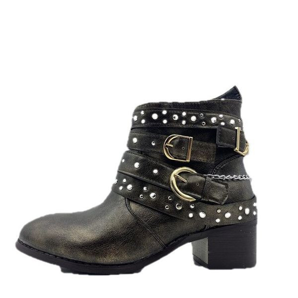 Női cowboy csizma pántokkal és csatokkal