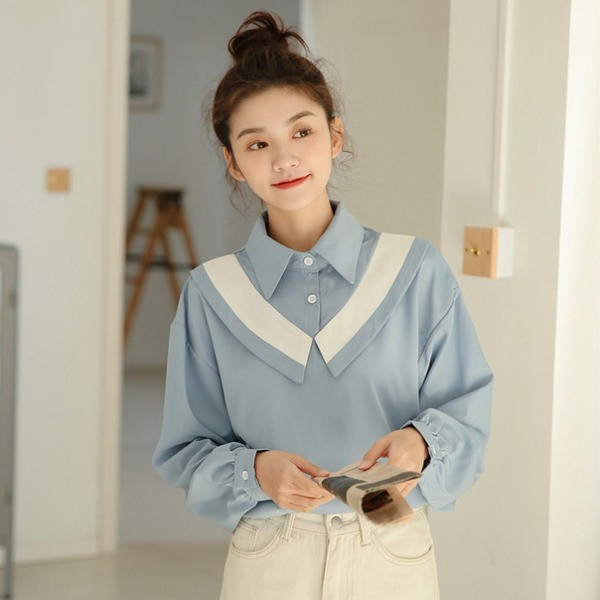 Ležerna ženska košulja s klasičnim ovratnikom i dugim rukavima