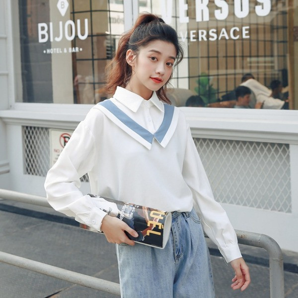 Ležerna ženska košulja s klasičnim ovratnikom i dugim rukavima